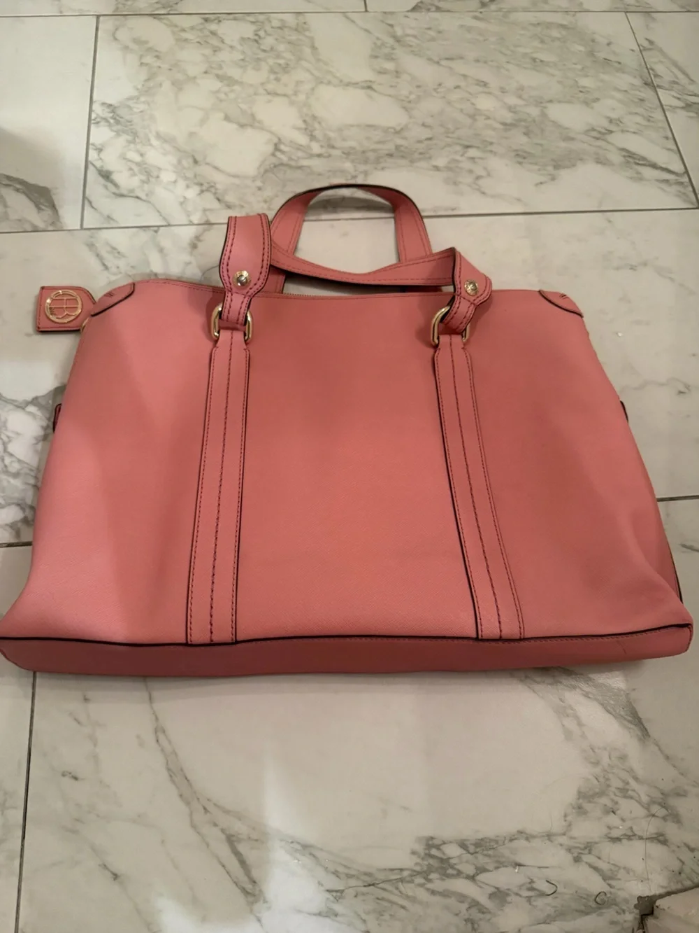 Henri Bendel New York Large Blush Pink Saffiano Laptop Tote Bag